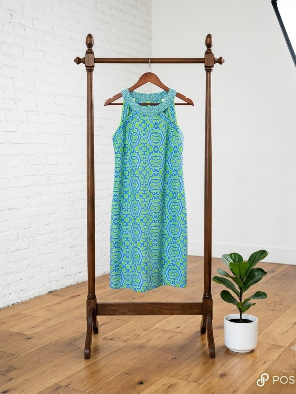 Gretchen Scott's DESIGN Blue and Green Sleeveless Printed Midi Dress